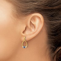 14K Yellow Gold 0.33 Carat Lab Grown Diamond VS SI+ G+ and Created Sapphire Complete Dangle Teardrop Earrings view 3