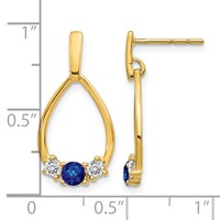 14K Yellow Gold 0.33 Carat Lab Grown Diamond VS SI+ G+ and Created Sapphire Complete Dangle Teardrop Earrings view 4