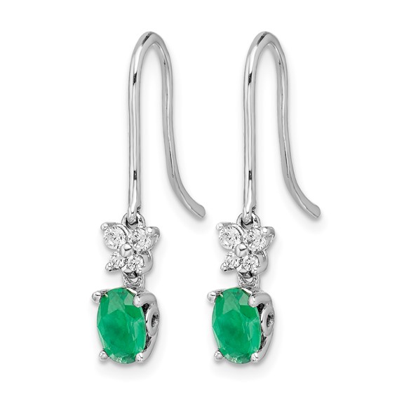 Diamond & Oval Gemstone Shepherd Hook Earrings