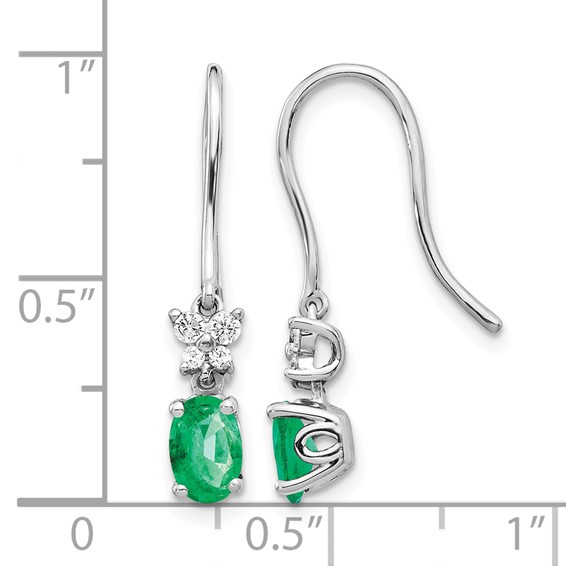 Diamond & Oval Gemstone Shepherd Hook Earrings