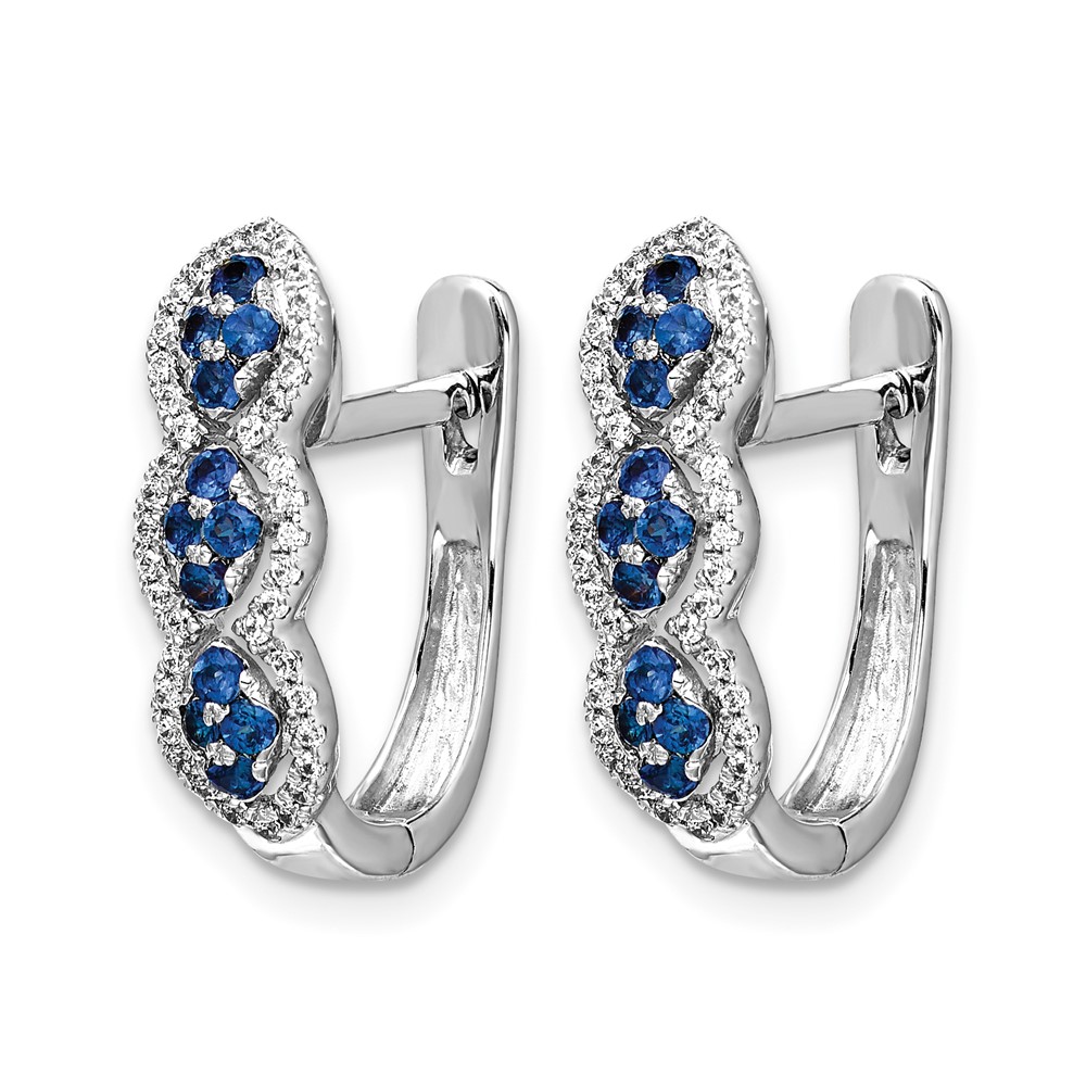 14k White Gold Diamond and Blue Sapphire Hinged Earrings (EM5601-SA-025-WA)