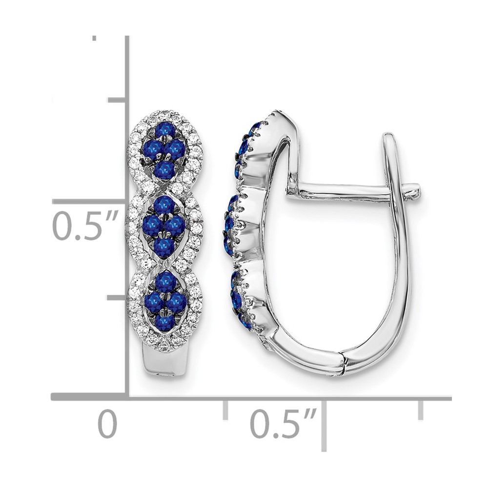 14k White Gold Diamond and Blue Sapphire Hinged Earrings (EM5601-SA-025-WA)