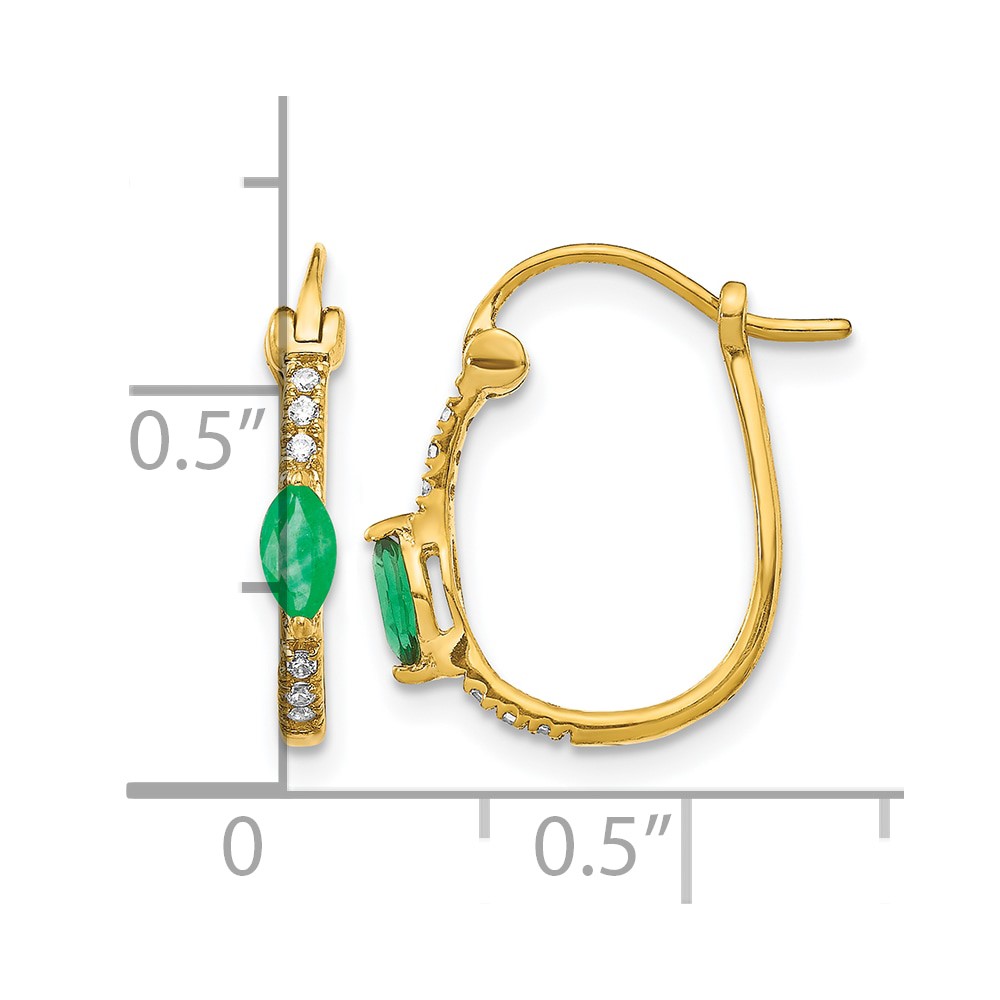 10k 1/20ct Diamond and Emerald Hinged Hoop Earrings (EM5603-EM-006-1YA)