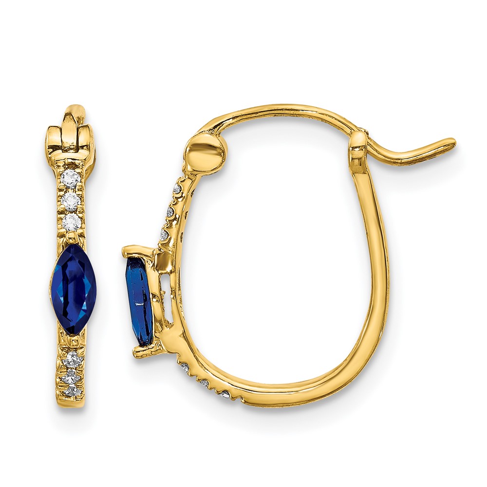10k 1/20ct Diamond and Sapphire Hinged Hoop Earrings (EM5603-SA-006-1YA)