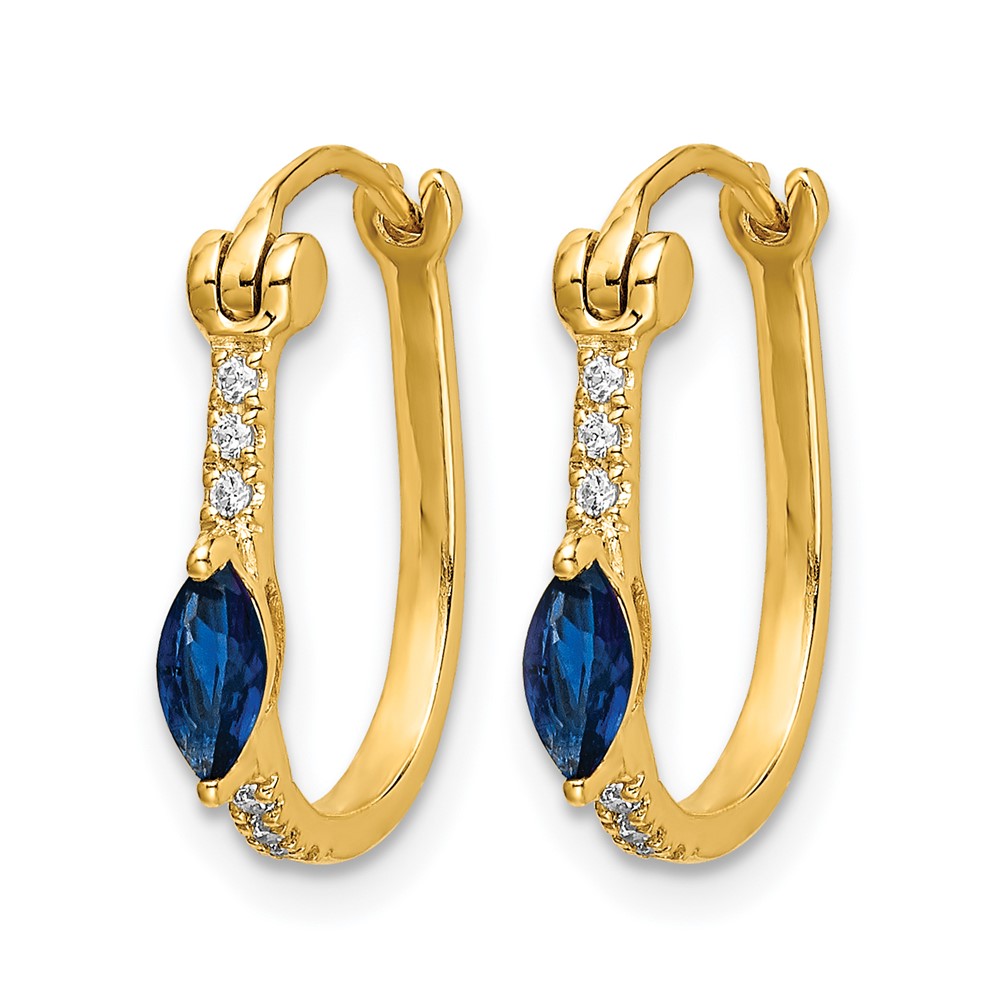 14k 1/20ct Diamond and Sapphire Hinged Hoop Earrings (EM5603-SA-006-YA)