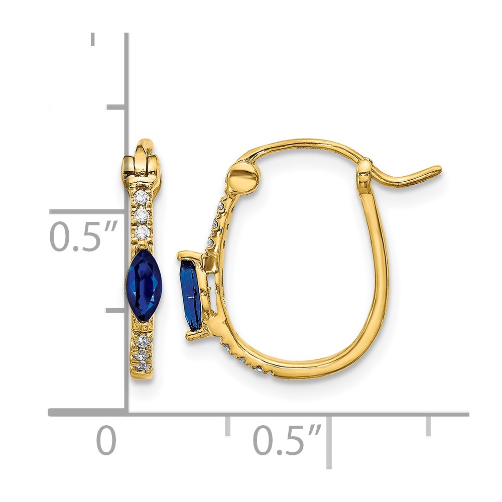 14k 1/20ct Diamond and Sapphire Hinged Hoop Earrings (EM5603-SA-006-YA)