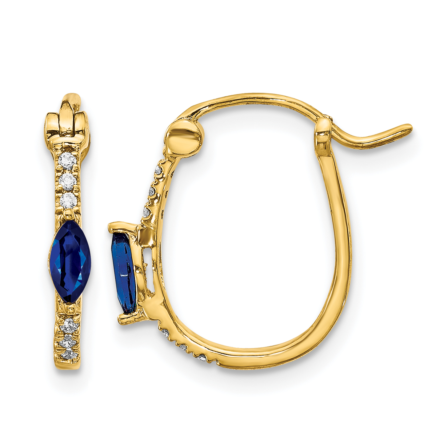14k 1/20ct Diamond and Sapphire Hinged Hoop Earrings (EM5603-SA-006-YA)