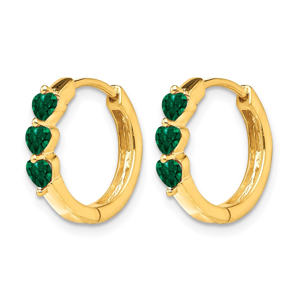 14k Created Emerald Polished Hinged Hoop Earrings (EM5606-CEM-Y)