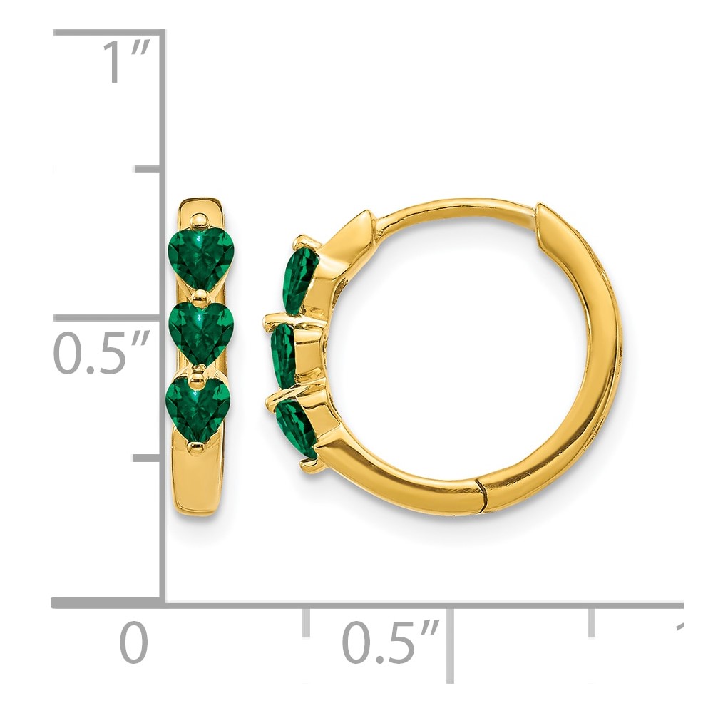 14k Created Emerald Polished Hinged Hoop Earrings (EM5606-CEM-Y)