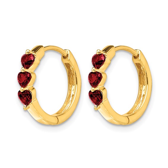 Heart Gemstone Hinged Hoop Earrings
