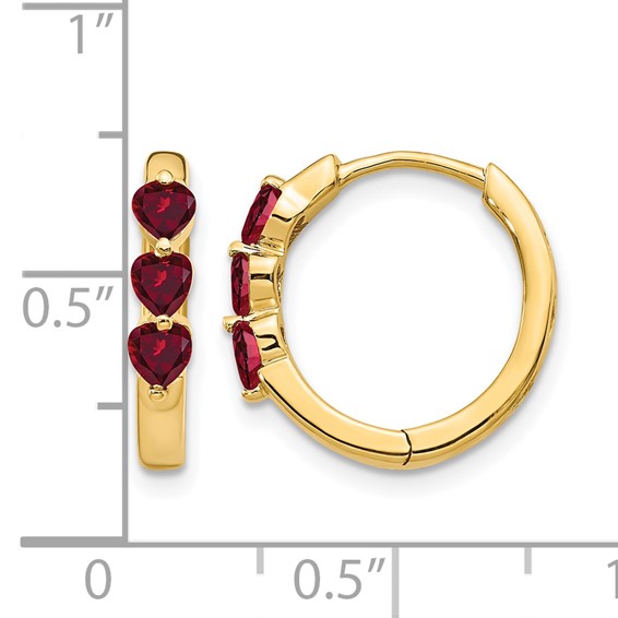 Heart Gemstone Hinged Hoop Earrings