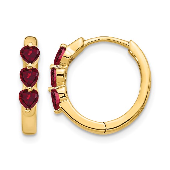 Heart Gemstone Hinged Hoop Earrings