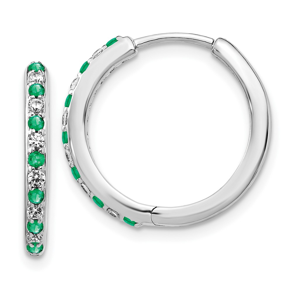 14kw Lab Grown Diamond SI1/SI2, G H I, & Cr. Emerald Hinge Hoop Earrings