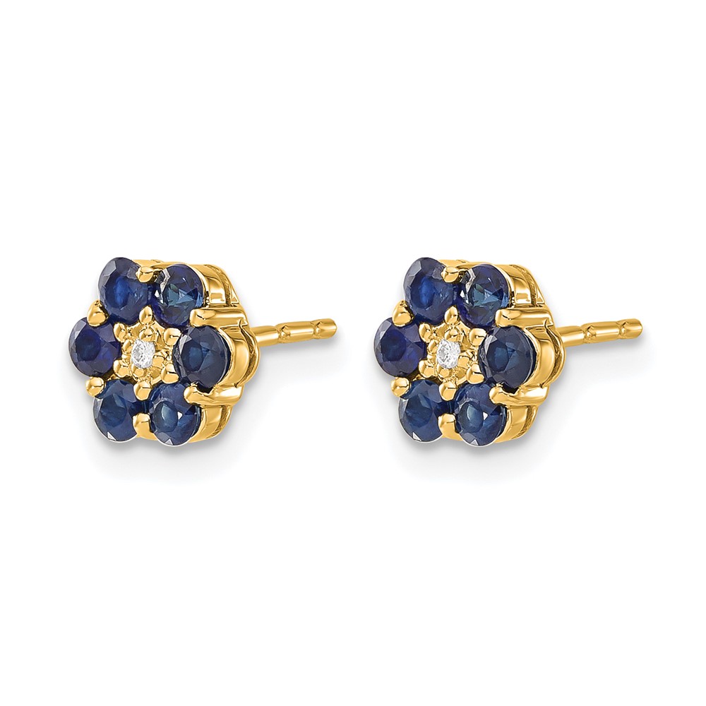 14k and Rhodium Sapphire and Diamond Post Earrings (EM5609-SA-001-YA)