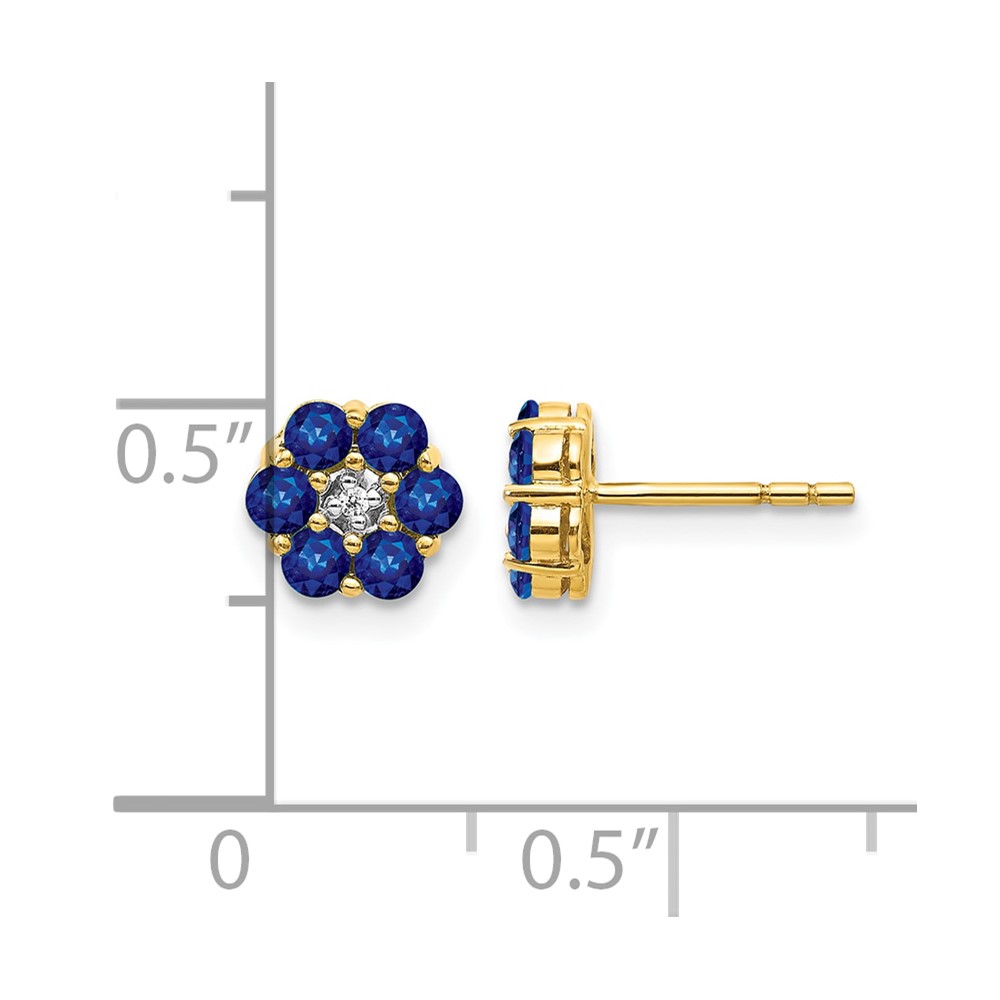 14k and Rhodium Sapphire and Diamond Post Earrings (EM5609-SA-001-YA)