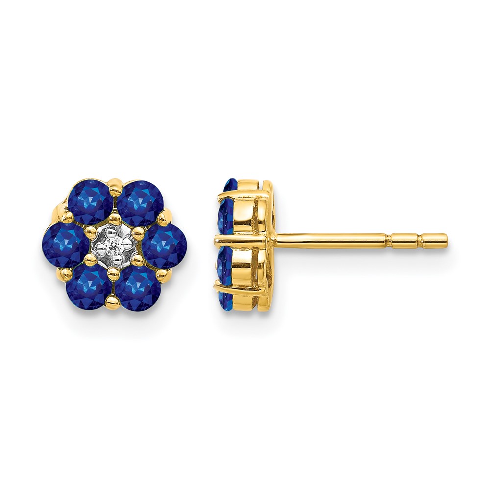 14k and Rhodium Sapphire and Diamond Post Earrings (EM5609-SA-001-YA)