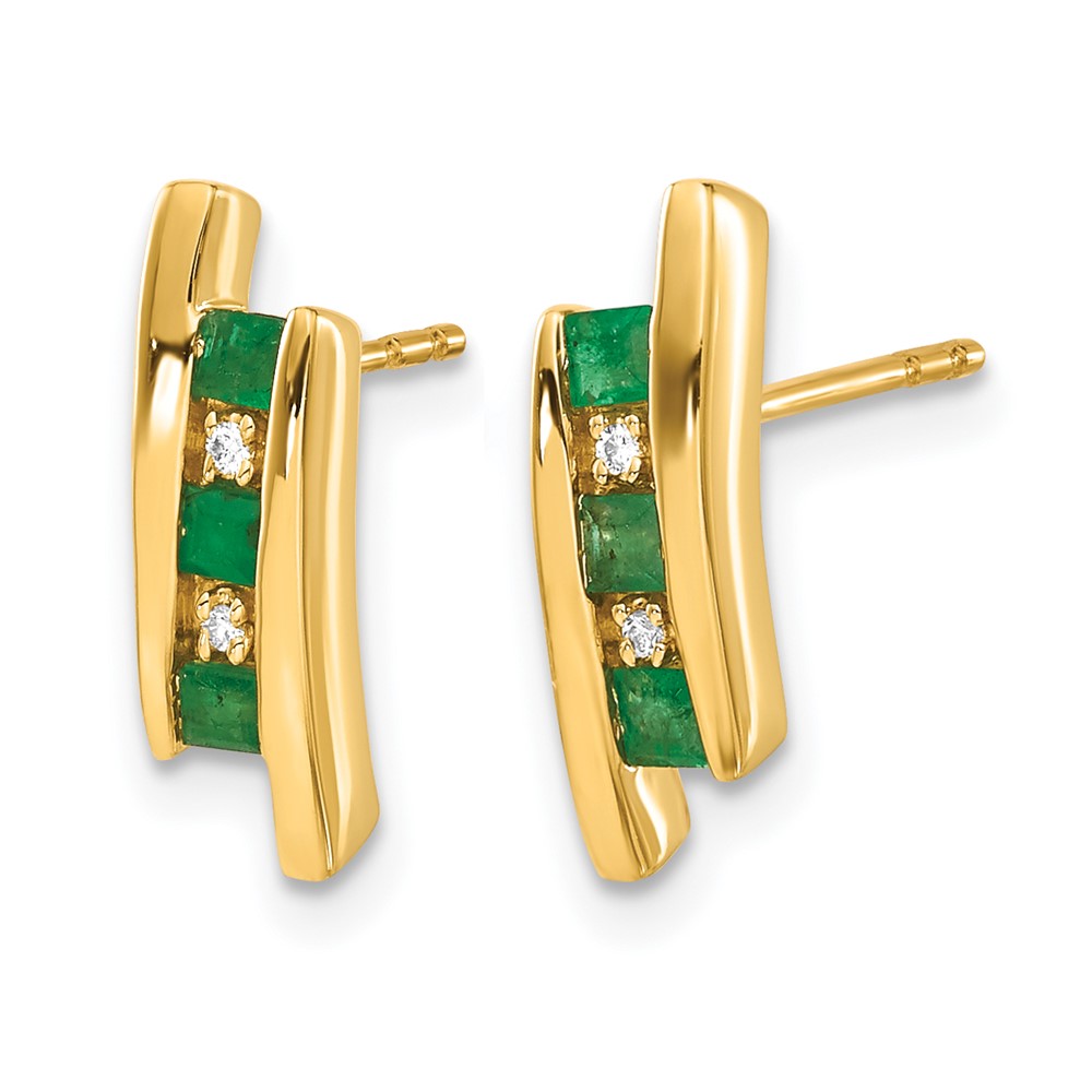 14k Diamond and Emerald Earrings (EM5614-EM-002-YA)