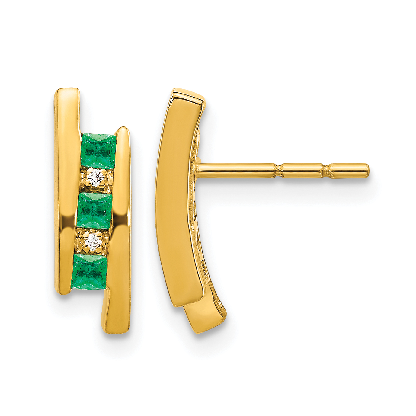 14k Diamond and Emerald Earrings (EM5614-EM-002-YA)