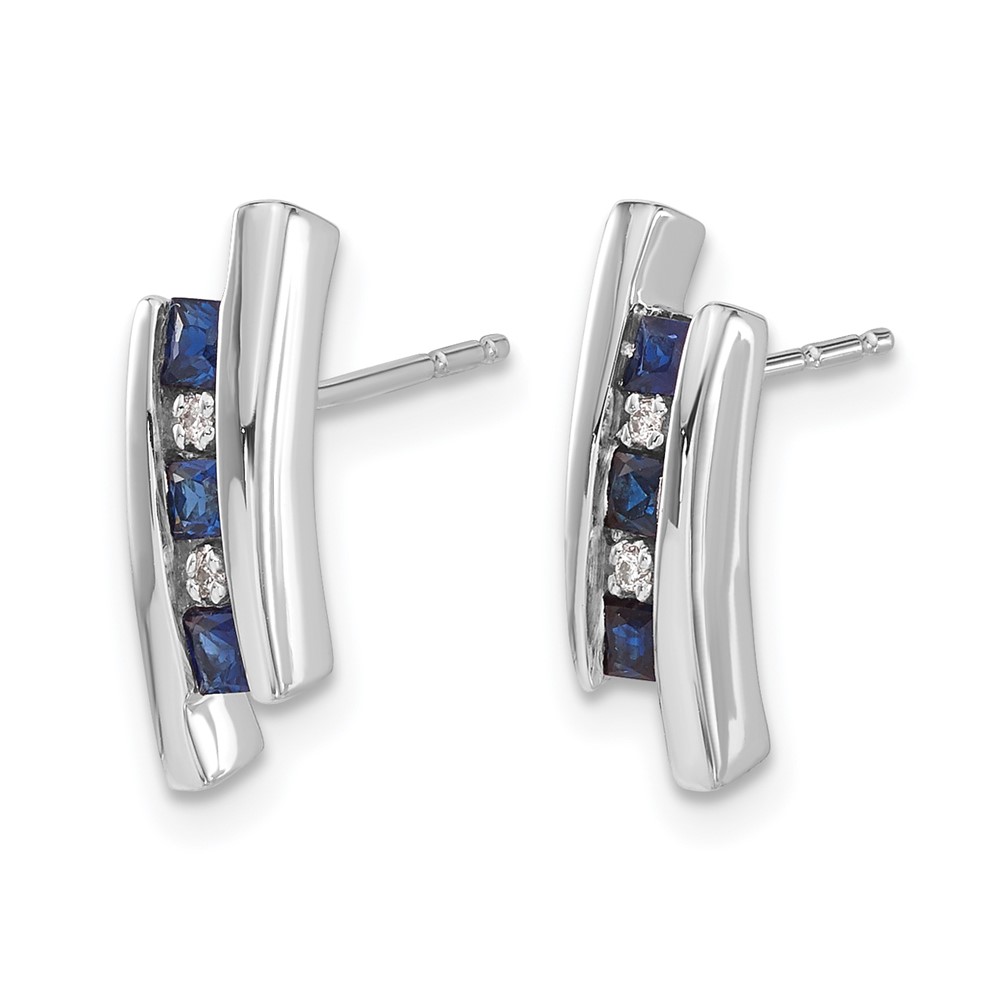 14k White Gold Diamond and Sapphire Earrings (EM5614-SA-002-WA)