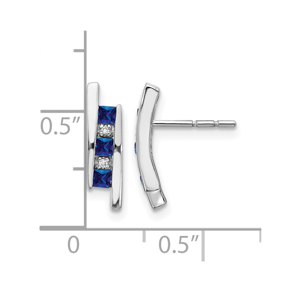 14k White Gold Diamond and Sapphire Earrings (EM5614-SA-002-WA)
