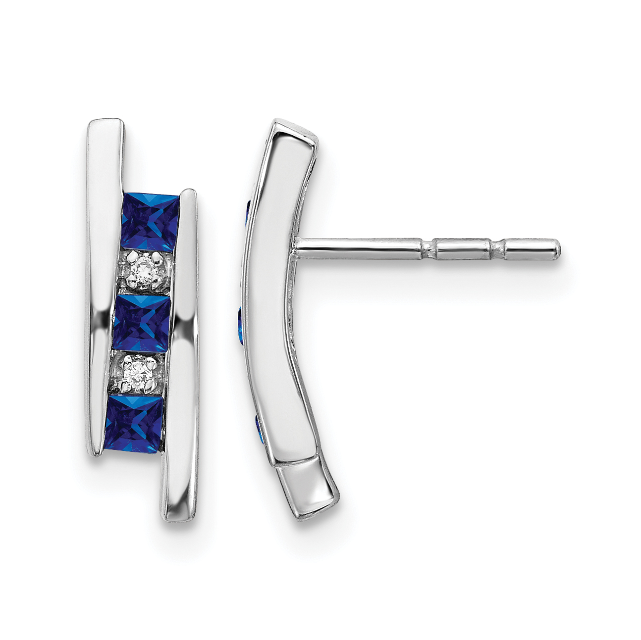14k White Gold Diamond and Sapphire Earrings (EM5614-SA-002-WA)