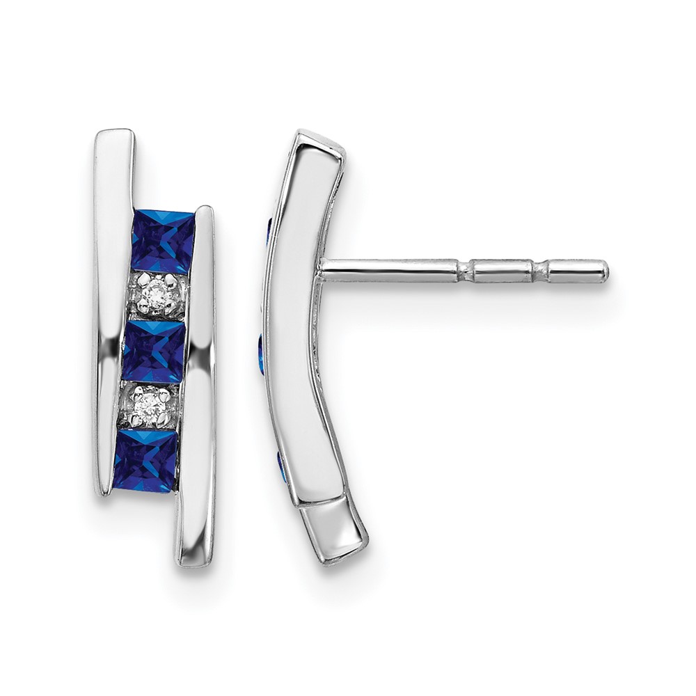 14k White Gold Diamond and Sapphire Earrings (EM5614-SA-002-WA)