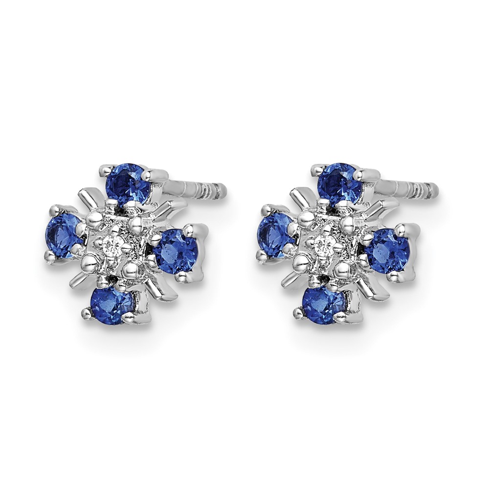 14k White Gold .01 carat Lab Grown Diamond VS/SI+ G+ and Created Sapphire Complete Post Earrings (EM5616-CSA-001-WLG)