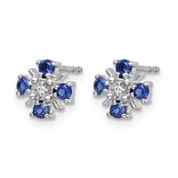 14K White Gold.01 Carat Lab Grown Diamond VS SI+ G+ and Created Sapphire Complete Post Earrings view 2