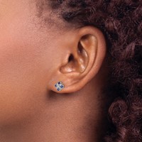 14K White Gold.01 Carat Lab Grown Diamond VS SI+ G+ and Created Sapphire Complete Post Earrings view 3