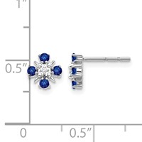 14K White Gold.01 Carat Lab Grown Diamond VS SI+ G+ and Created Sapphire Complete Post Earrings view 4