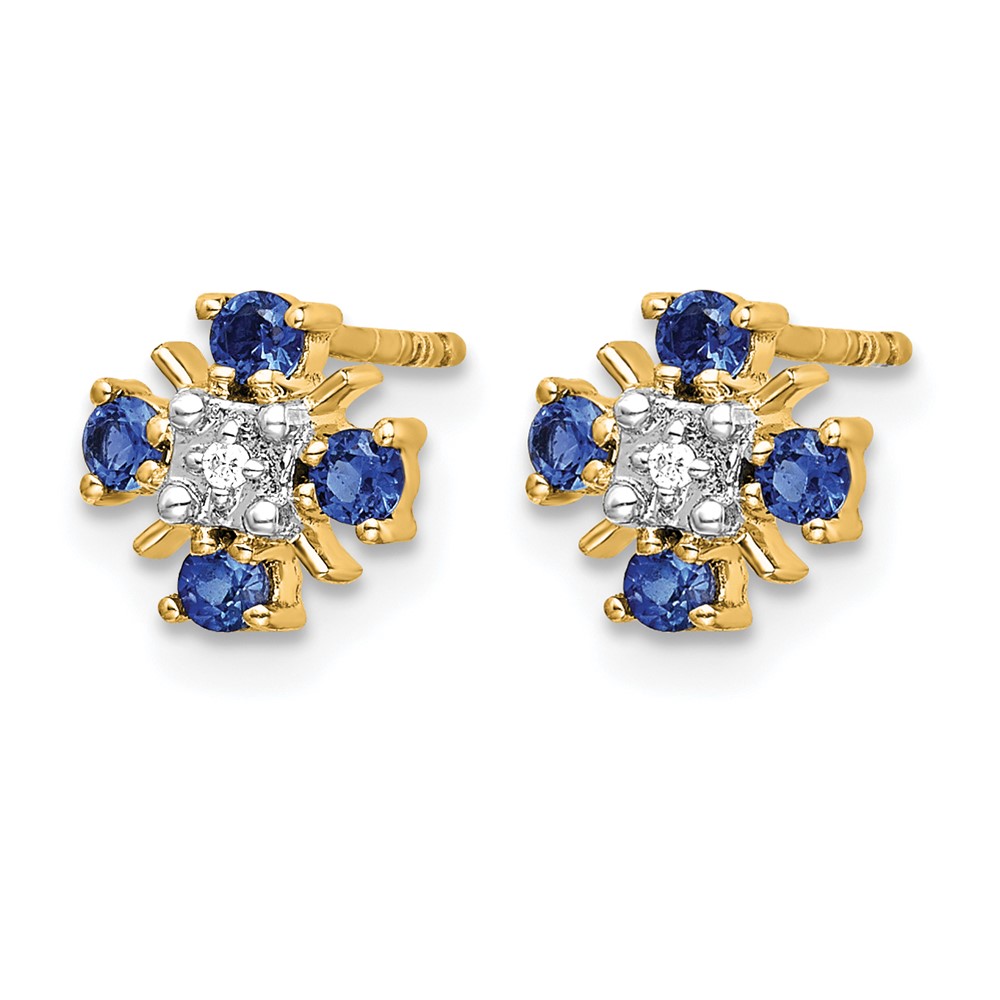 14k Gold Blue Sapphire and Diamond Post Earrings (EM5616-SA-001-YA)