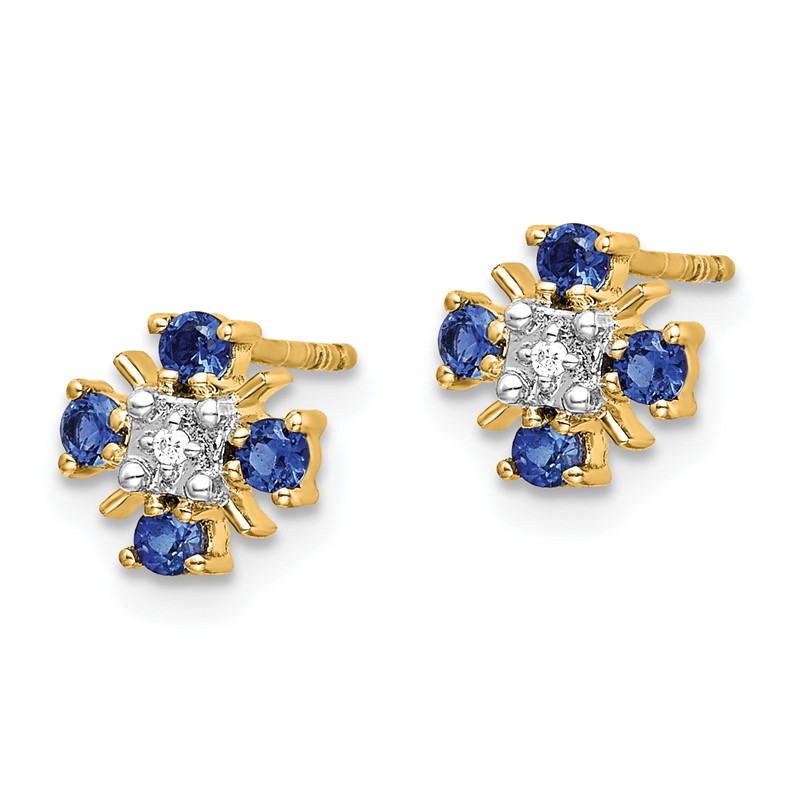 14k .01 carat Lab Grown Diamond VS/SI+ G+ and Created Sapphire Complete Post Earrings