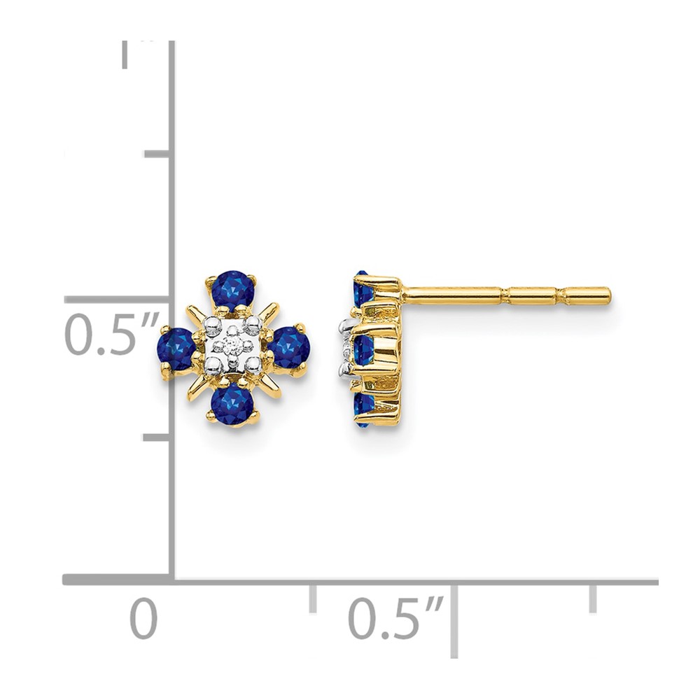 14k Gold Blue Sapphire and Diamond Post Earrings (EM5616-SA-001-YA)