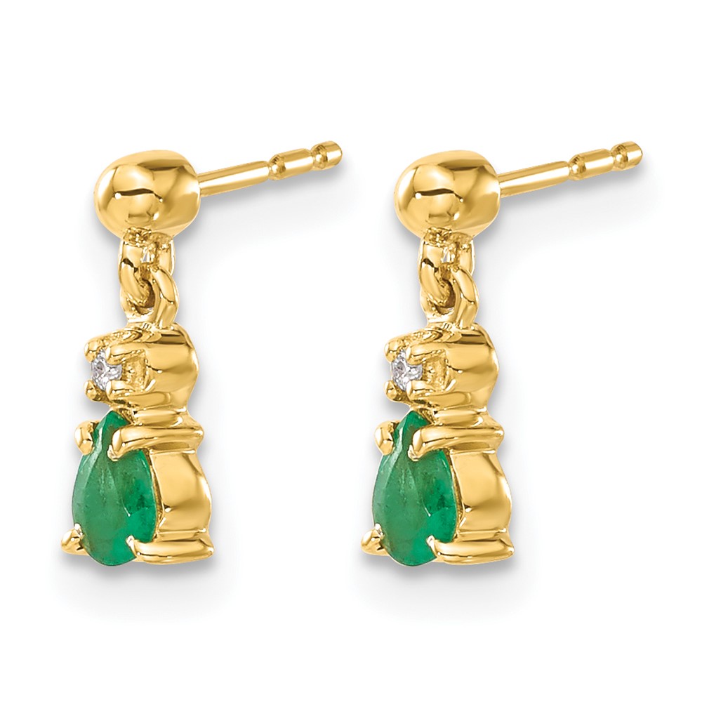 14k Gold Emerald and Diamond Dangle Earrings (EM5617-EM-001-YA)