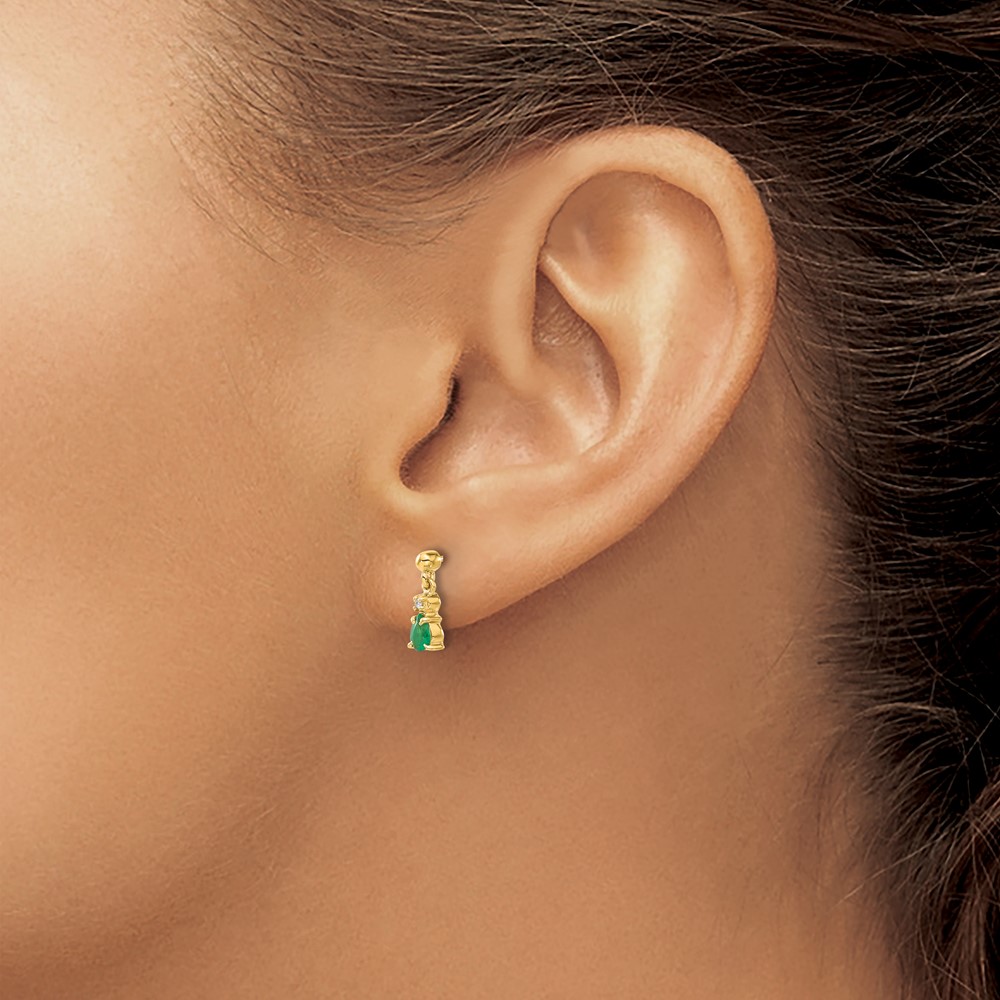 14k Gold Emerald and Diamond Dangle Earrings (EM5617-EM-001-YA)