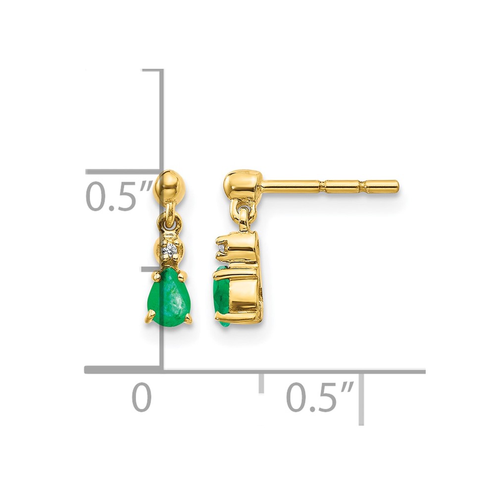 14k Gold Emerald and Diamond Dangle Earrings (EM5617-EM-001-YA)