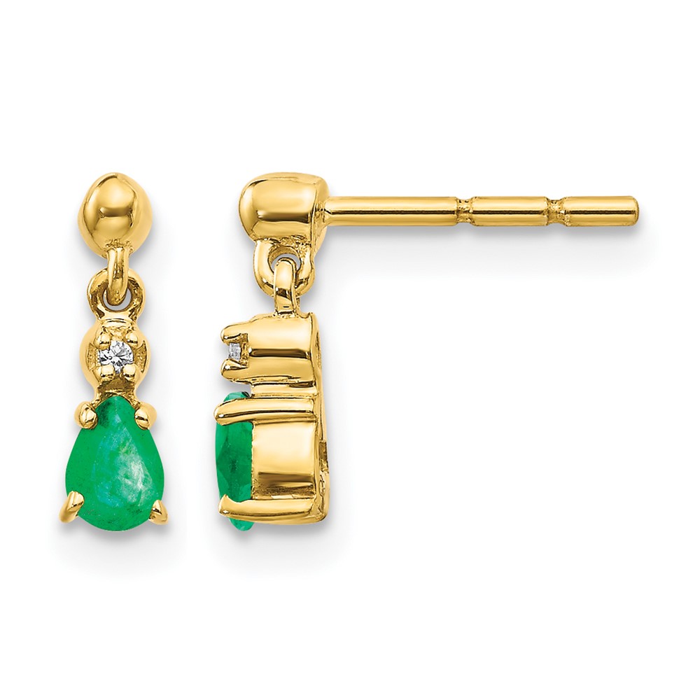 14k Gold Emerald and Diamond Dangle Earrings (EM5617-EM-001-YA)