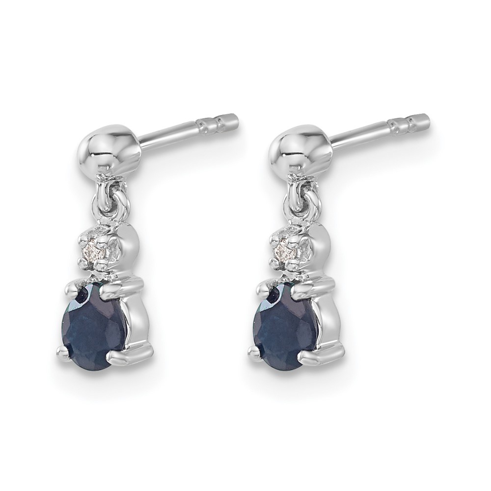 14k White Gold Blue Sapphire and Diamond Dangle Post Earrings (EM5617-SA-001-WA)