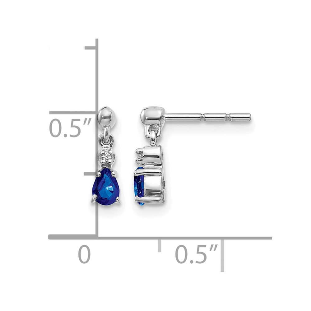 14k White Gold Blue Sapphire and Diamond Dangle Post Earrings (EM5617-SA-001-WA)