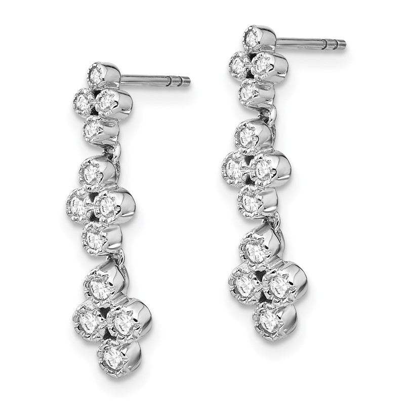 True Origin 14k White Gold 3/8 carat Lab Grown Diamond VS DEF Floral Bloom Post Dangle Earrings