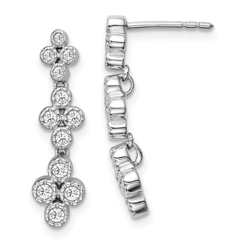 True Origin 14k White Gold 3/8 carat Lab Grown Diamond VS DEF Floral Bloom Post Dangle Earrings