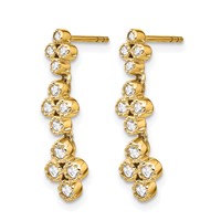 True Origin 14K Yellow Gold 0.38 Carat Lab Grown Diamond VS+ F+ Complete Floral Bloom Post Dangle Earrings view 2