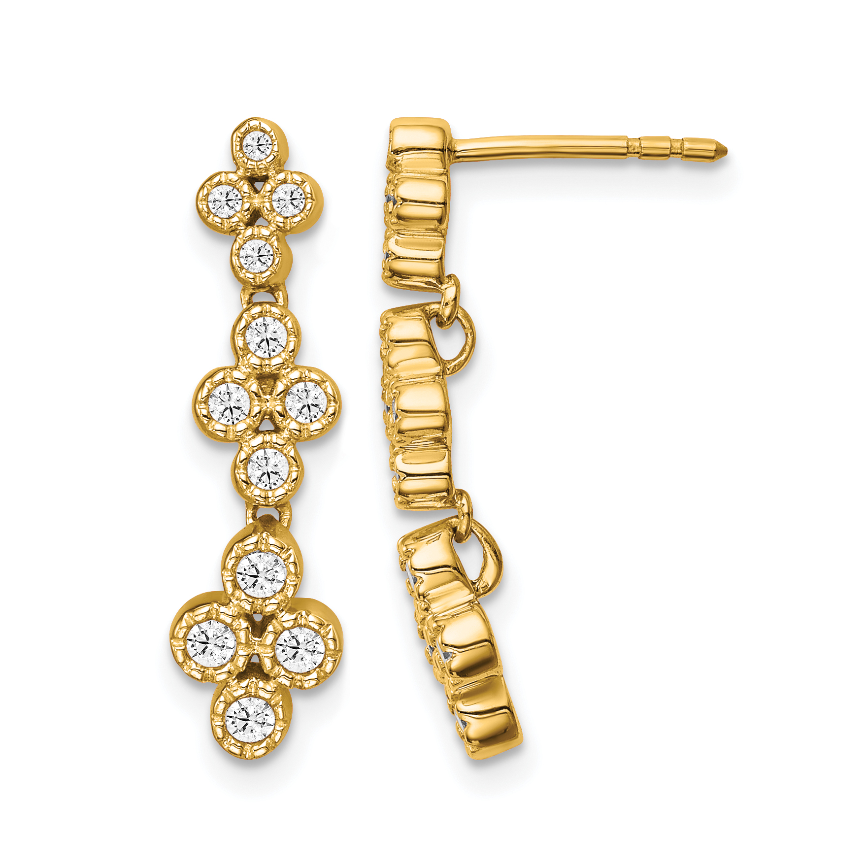True Origin 14k 3/8 carat Lab Grown Diamond VS DEF Floral Bloom Post Dangle Earrings (EM6341B-038-YLD)