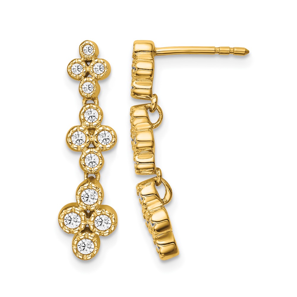 True Origin 14k 3/8 carat Lab Grown Diamond VS DEF Floral Bloom Post Dangle Earrings (EM6341B-038-YLD)