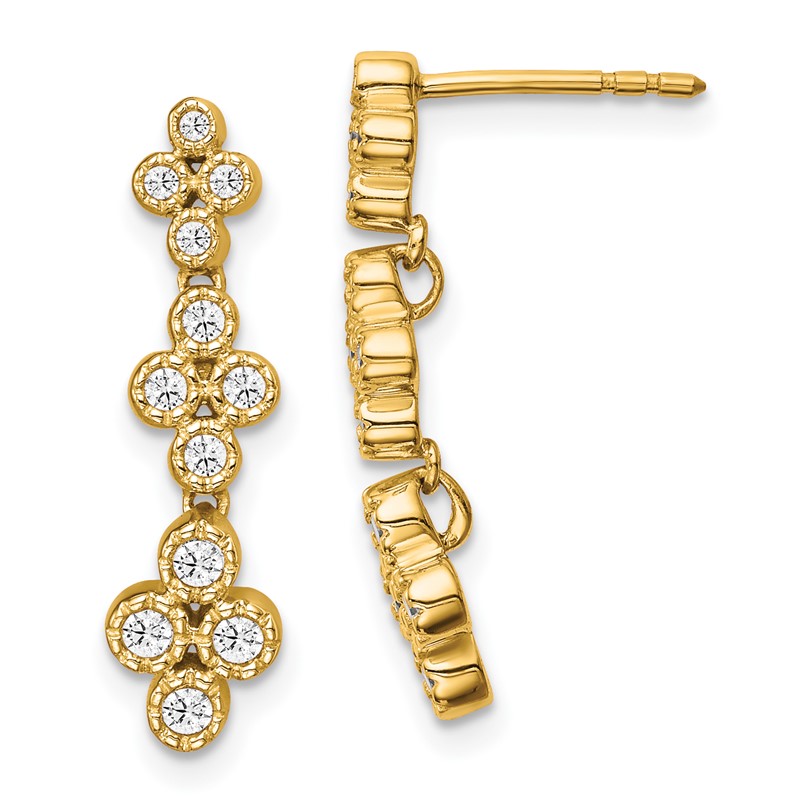 True Origin 14k 3/8 carat Lab Grown Diamond VS DEF Floral Bloom Post Dangle Earrings