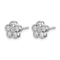 True Origin 14K White Gold 0.50 Carat Lab Grown Diamond VS+ F+ Complete Floral Post Earrings view 2