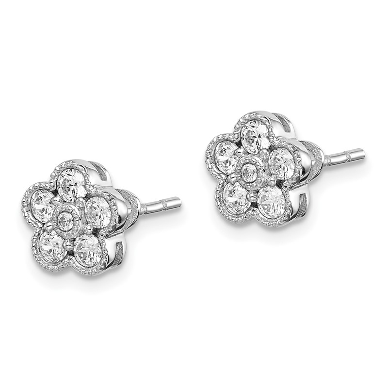 True Origin 14k White Gold 1/2 carat Lab Grown Diamond VS DEF Floral Post Earrings