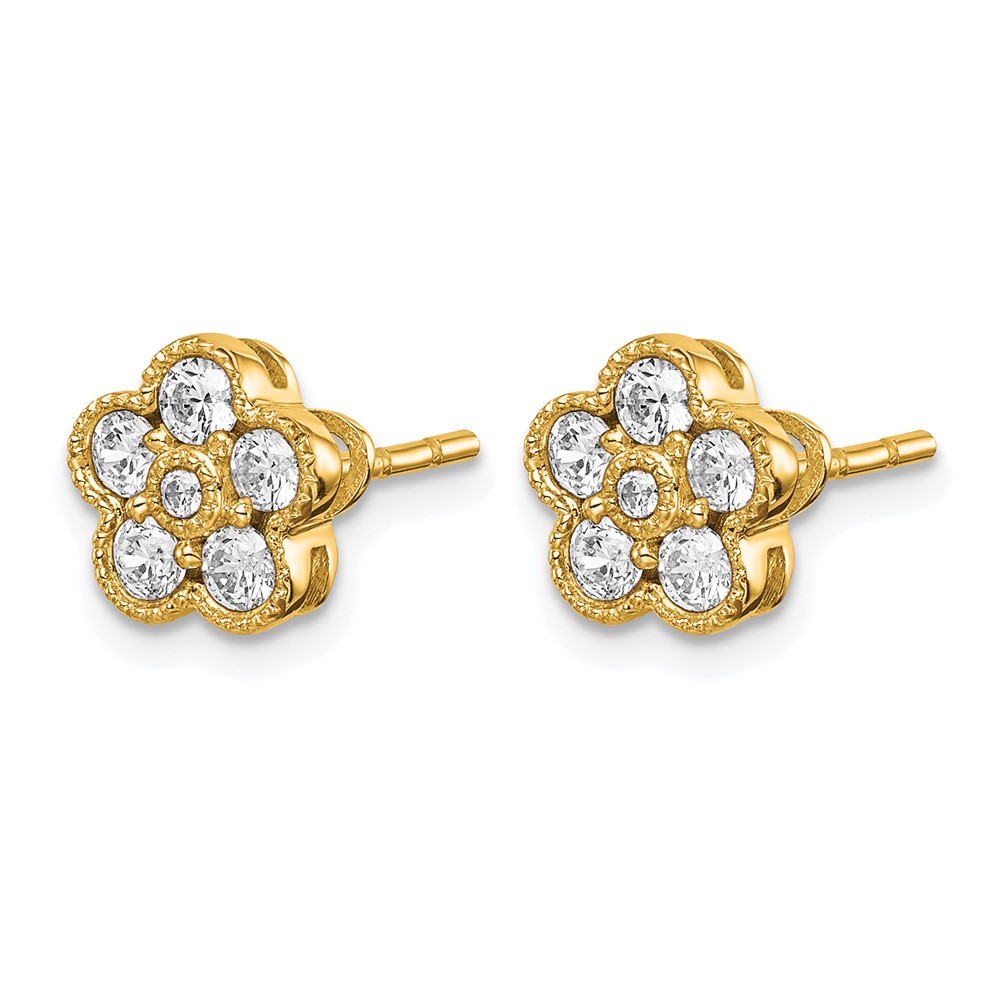True Origin 14k 1/2 carat Lab Grown Diamond VS DEF Floral Post Earrings (EM6345-050-YLD)