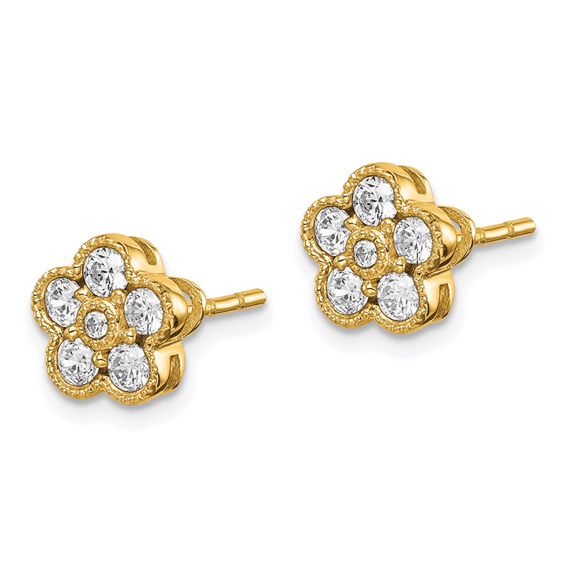 True Origin 14k 1/2 carat Lab Grown Diamond VS DEF Floral Post Earrings