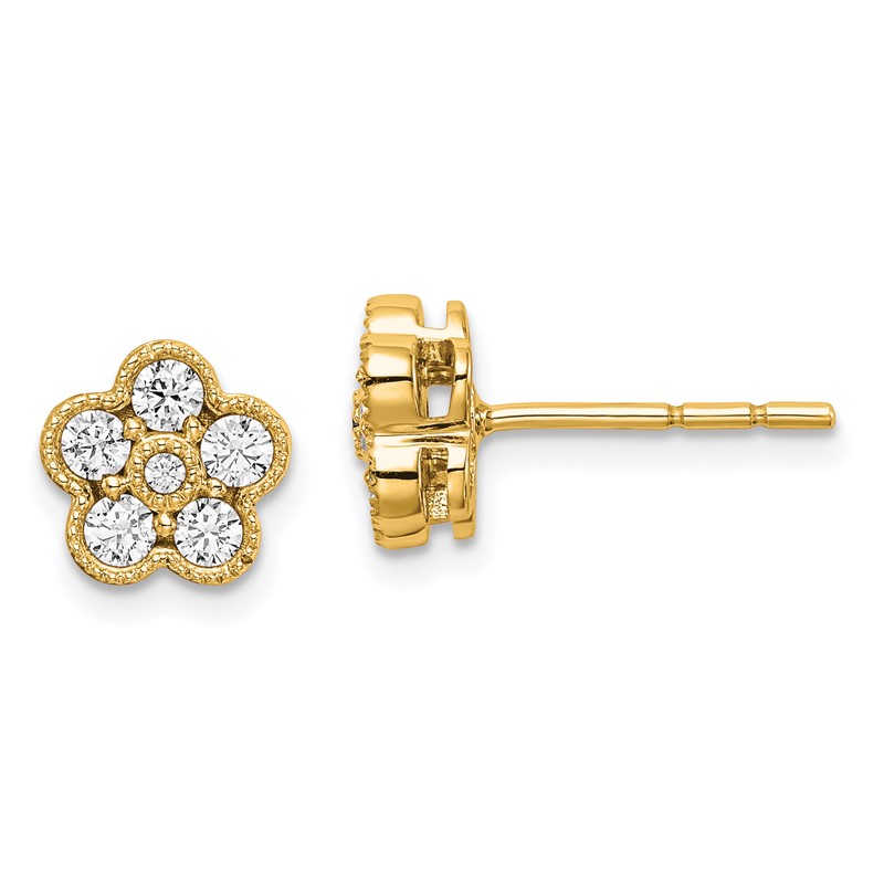True Origin 14k 1/2 carat Lab Grown Diamond VS DEF Floral Post Earrings